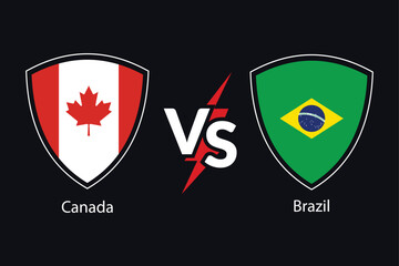 Canada versus brazil national flags shield competition