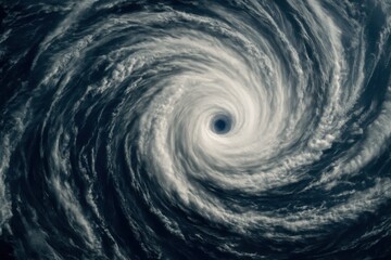 Dramatic Storm System with Powerful Hurricane Formation and Intense Weather Patterns Over Ocean