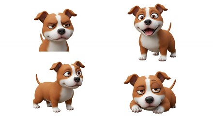 Four cartoon dog poses