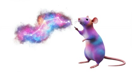 Magical mouse with cosmic nebulae