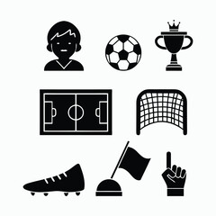 Soccer Game Equipment Icon Set Vector Illustration