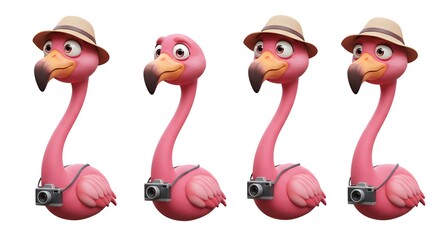 Pink flamingoes cartoon illustration