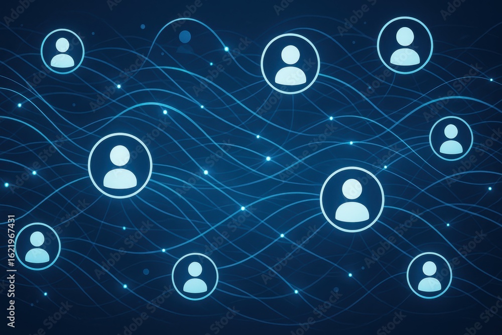 Aufkleber interactive network visualization showing connected individuals in modern digital collaboration plat