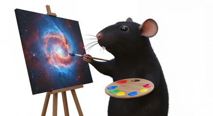 Rat artist painting nebula