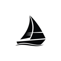 Stylized black sailboat silhouette on white background
