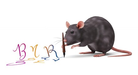 Rat drawing with colorful lines