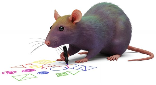 Rat drawing shapes and numbers