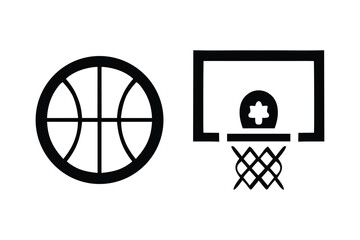 Basketball Ball and Hoop Icon Set Vector Illustration
