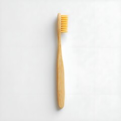 Minimalist Composition of a Bamboo Toothbrush with Textural Detail for Dental Care Branding
