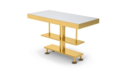 Gold-toned console table with white top