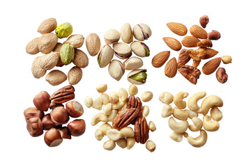 Top-Down Digital Collage of Various Nuts Arranged Neatly