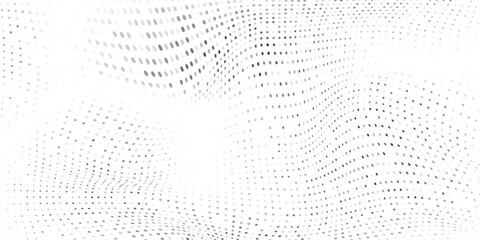 Wave mesh dotted halftone gradient texture. Vanishing polka dot background. Repeating dots design