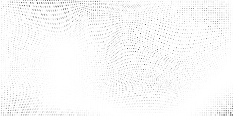 Wave mesh dotted halftone gradient texture. Vanishing polka dot background. Repeating dots design abstract modern art