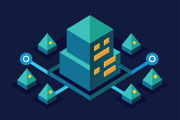 Fototapeta premium Isometric Futuristic Building with Windows