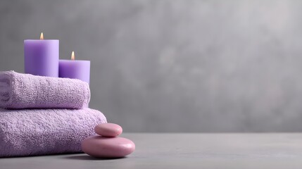 Minimalist Spa and Wellness Scene with Candles and Stones for Commercial Advertising
