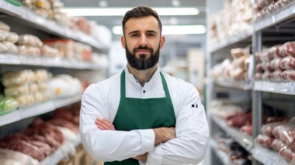 clean kitchen workplace quality control, Diligent Manager Monitoring Food Storage Temperature in Walk-In Fridge During Kitchen QA Procedure