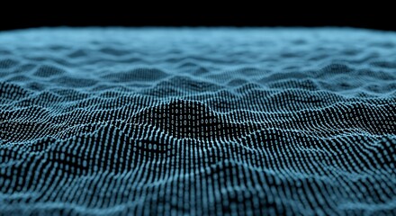 Digital Data Wave Abstract Blue Pattern on Black Background