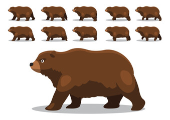 Grizzly Bear Animation Walking Cartoon Vector Illustration
