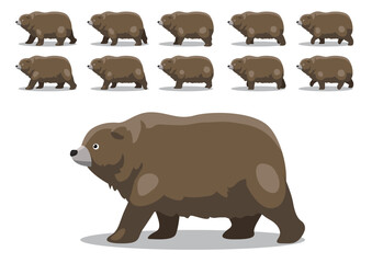 Kodiak Bear Animation Walking Cartoon Vector Illustration