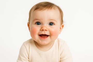 Innocent newborn baby expressing emotions during professional portrait session
