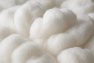 Luxurious organic cotton fiber texture creating cloud-like abstract composition