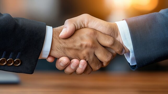 Entrepreneurship Law and Governance. Professional handshake between two business individuals showcasing partnership and collaboration in startup consulting and legal support sectors.
