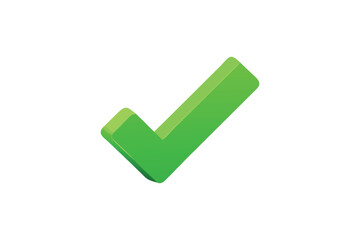 Green Check Mark Symbol Isolated on White Background
