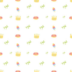 Seamless Pattern of Crowns and Treats