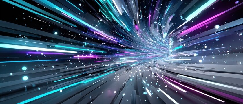 Abstract tunnel of vibrant light streaks