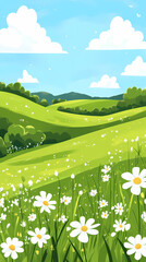 Naklejka premium Beautiful Spring Meadow Landscape