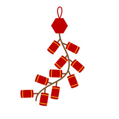 Illustration of chinese lunar new year firecrackers icon element decoration