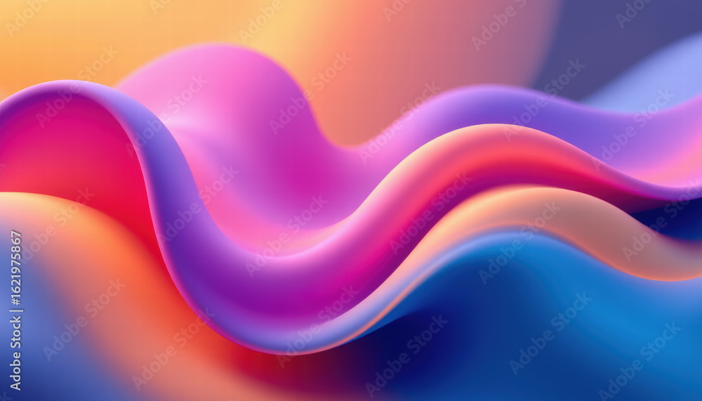 Poster colorful abstract waves create vibrant and dynamic visual experience, showcasing smooth gradients an