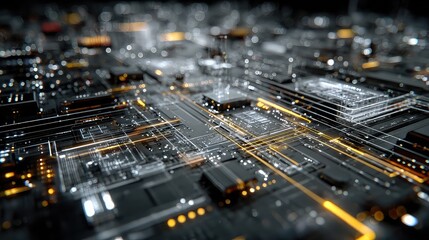 Abstract user interface translating mental impulses into code blocks, visual syntax built from thought patterns animates across translucent circuit board backdrop
