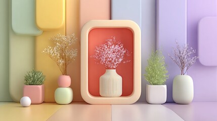3D photo frame icon in social media pastel style, ideal for profile layouts, post mockups, or digital storytelling and visual branding elements.
