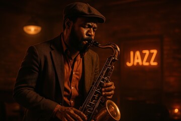 Soulful Jazz Musician Performing Improvisational