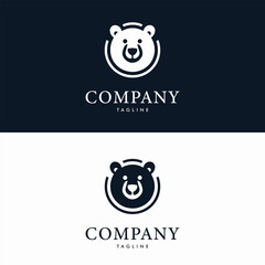 Modern circular bear head logo design