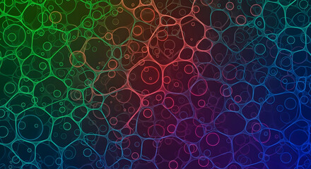 Abstract Gradient Network Background Dynamic glowing network of connected nodes and spheres. Vibrant design for technology science presentations and digital backgrounds.