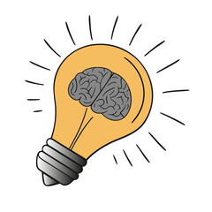 The glowing light bulb of enlightened intelligence