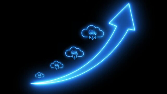 Increasing arrow with carbon reduction concept on the transparent background. Motion graphics of decrease CO2.  Bio Circular Green Economy concept. 4k video animation.