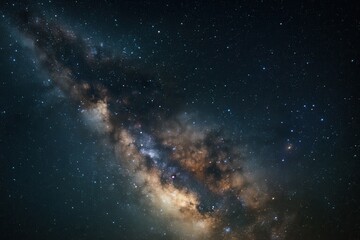 Fototapeta premium Breathtaking night sky panorama featuring the Milky Way galaxy with countless stars and cosmic dust