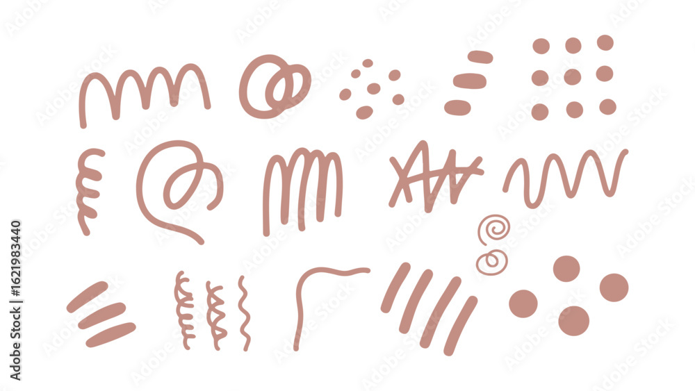 Poster hand drawn doodle elements vector set with abstract shapes and lines for creative design