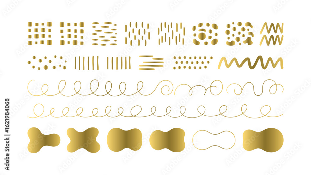 Poster golden abstract line elements vector illustration isolated on transparent background