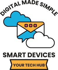 A white and black image of a cloud with a letter 