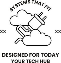 A black and white logo for a tech hub