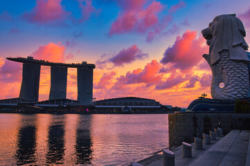 シンガポールの美しい夕景