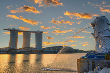 シンガポールの美しい夕景