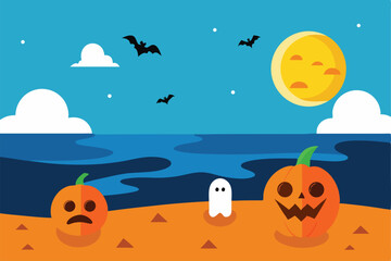 pumpkins and ghosts on the shore   (1).eps
