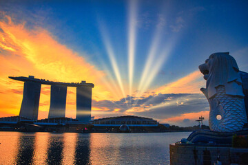 シンガポールの美しい夕景