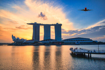 シンガポールの美しい夕景