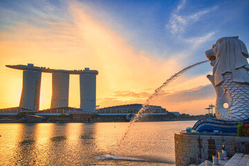 シンガポールの美しい夕景